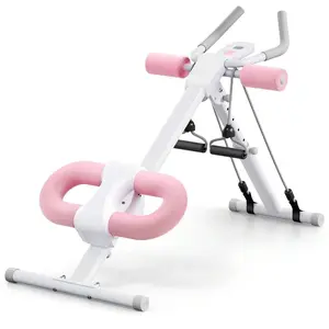 White Foldable Core Toning Ab & Hip Abduction Machine for Home Workout, Foldable Frame, LCD Display, Adjustable Posture, Adjustable Height Settings, Incline Levels, Comfortable Design