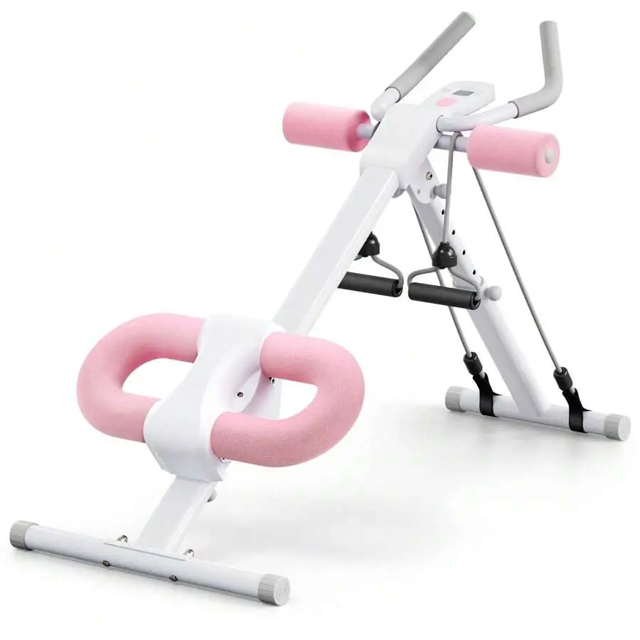 Foldable Frame Hip Abduction Machine - Ergonomically Designed Comfortable Home Fitness Equipment for Abs & Core Toning, White, LCD Display, Adjustable Incline Levels, Adjustable Settings, Reduces Strain, Cast Iron, Comfortable Design