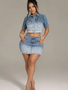 Blended Denim Mix Rhinestone Jacket (Jacket only)