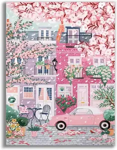 Stamped Cross Stitch Kits for Adults,City Landscape Patterns Dimensions Needlepoint Art Crafts,Counted Cross Stitch Kits Embroidery Kits for Beginners Adults for Home Decor 11.8x15.8 inch