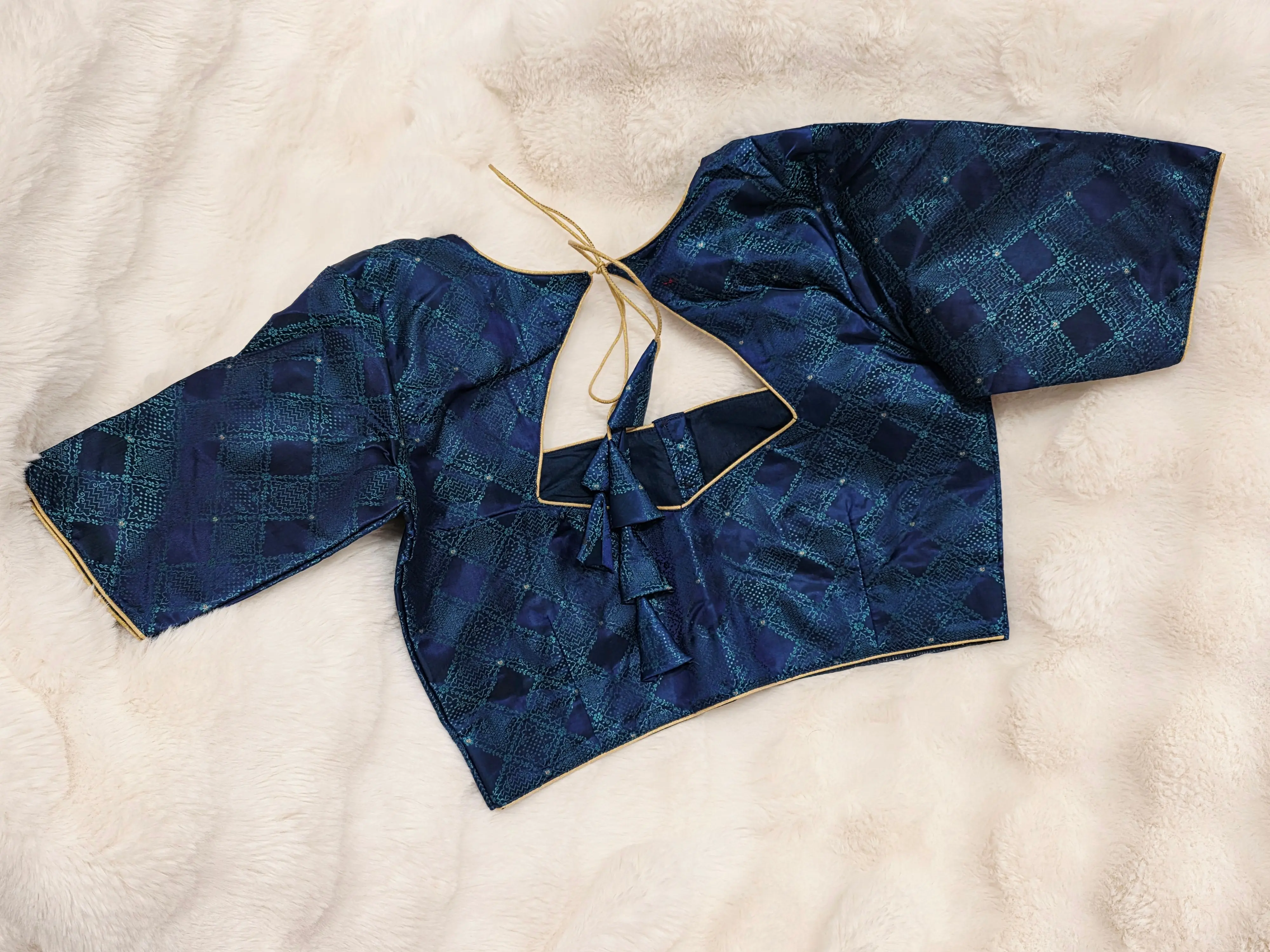 Midnight Sapphire Benarasi Silk Stitched Blouse