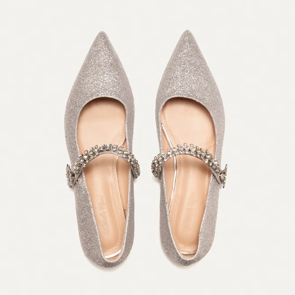 Luminous Elegance Silver Ballerinas