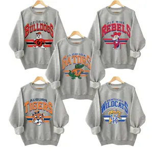 Vintage College Mascot Sweatshirt - Sport Grey Color, Retro NCAA Style Graphic Tee, University Sports Shirt, Unisex Cotton Top, Classic Campus Streetwear - RO