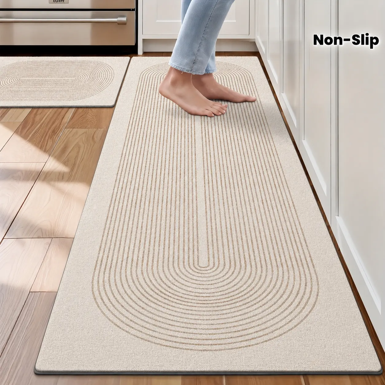 1pc/2pcs Kitchen Mat and Mat Set Non Slip Washable, Kitchen Mats for Floor, Simple Geometric Kitchen Runner Mat Kitchen Mat Set of 2 for Kitchen, Front of Sink, Laundry Room, Hallway Home Decoration