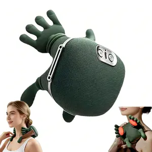 Portable Shiatsu Neck and Back Massager, Electric Shoulder Cervical Heated Massage with Fingers, Simulated Human Hand Design for Muscle Relax Cordless Mini Gift
