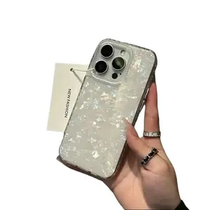 Luxury Shell Pattern Laser Phone Case For iPhone 11 12 13 14 15 16 17 Pro Max Plus Air IMD Shockproof Bumper Cases Cover