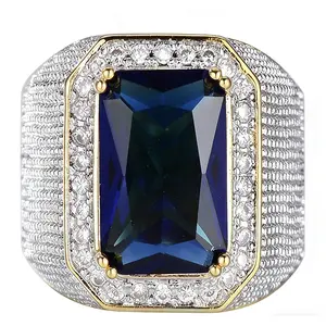 European and American Style Zircon Hip-Hop Dominant Square Men's Ring Fashion Retro Versatile Trendy Men's Ring