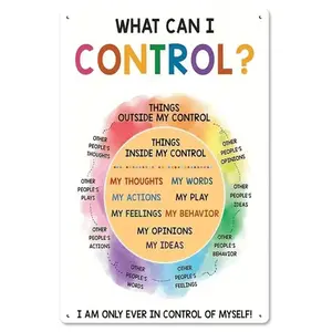 2D Flat, 1pc Positive Affirmation Metal Wall Art "What I Can Control" - Mental Health & Self-Help Sign, Iron Hanging Plaque for, Motivational Wall Decor Suitable for Home, Office, Rooms