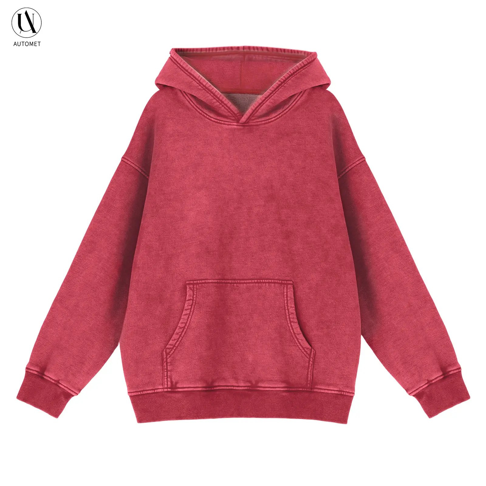 AUTOMET Women's Acid Wash Oversized Hoodie Sweatshirt - Long Sleeves Basic Casual Cozy Top, Minimalist Cute Unisex Relaxed Athletic Warm Spring Streetwear (Fresh Red, 1 Piece), Tops for Women, Baggy, Women's Fashion