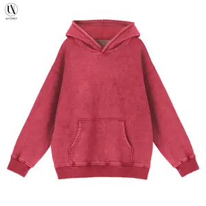 AUTOMET Fade Craft Unisex Casual Oversized Acid Wash Tops Hoodie Pullover-Athletic&Warm, Long Sleeve Relaxed Fit Sweatshirt Soft Women Basic Womenswear SpringFresh  Red