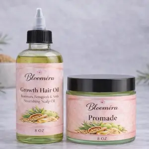 Blooméra Hair Growth Set (8oz) – Rosemary, Fenugreek & Amla Oil + Promade | Thick, Strong & Healthy Hair