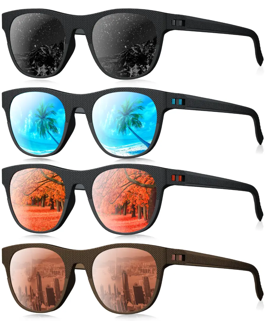 Unisex Polarized Sunglasses, UV400 Protection Anti-Glare Square Sunglasses for Men Women, Lightweight Fashion Eyewear for Driving Fishing Outdoor