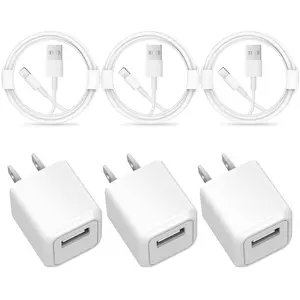 iPhone Charger - 3 Pack USB Wall Charger Cube Block Adapter with 6Ft USB Fast Charging Cable Compatible with iPhone 14 13 12 11 Pro Max XR XS X 8 7 6 Plus, iPad