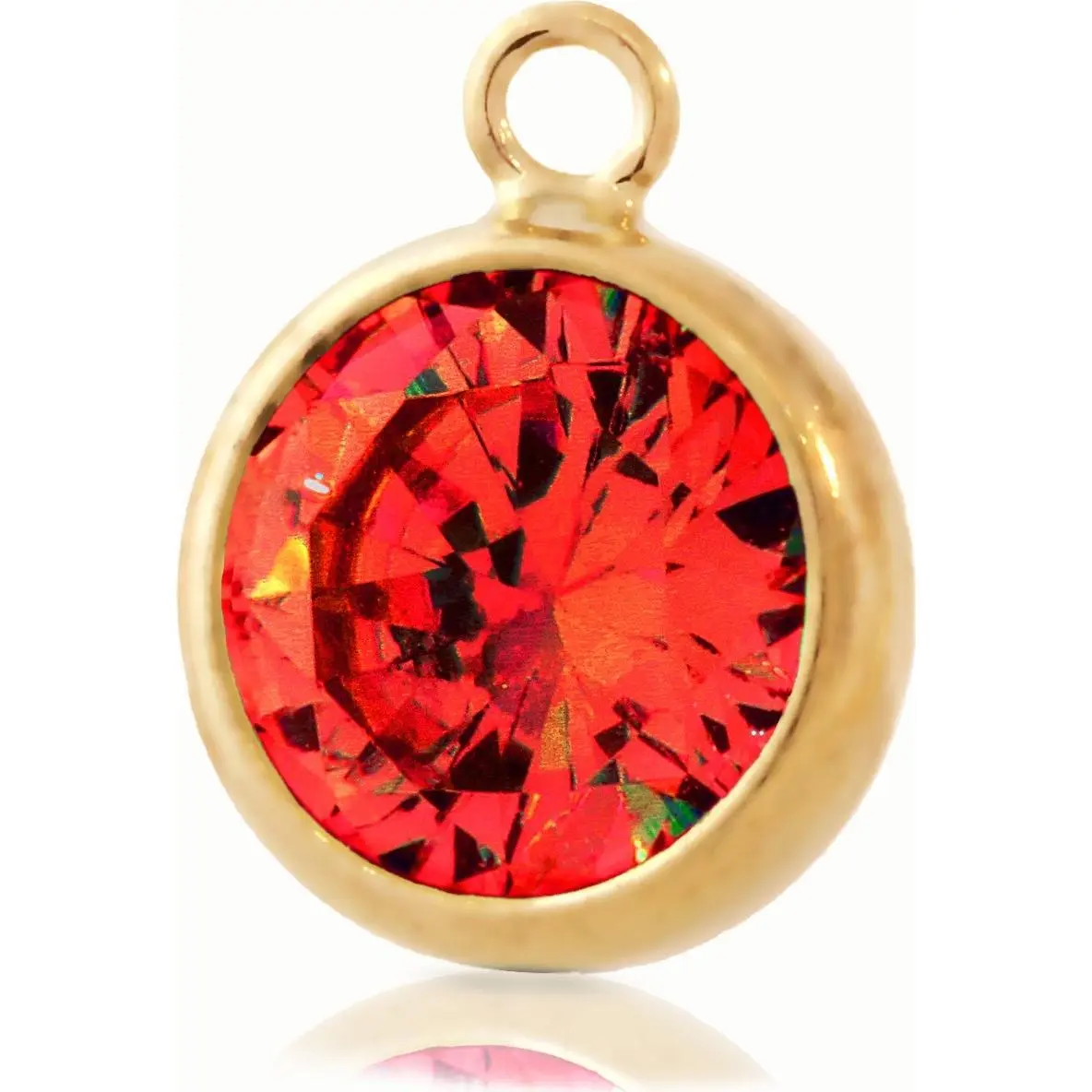 14Kt Gold Filled 6mm Garnet January Birthstone CZ Bezel Drop - 2pcs/pack