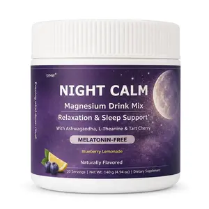 NIGHT CALM Magnesium Drink Mix | Melatonin-Free Relaxation & Sleep Support | Ashwagandha, L-Theanine & Tart Cherry | Blueberry Lemonade* relief pm