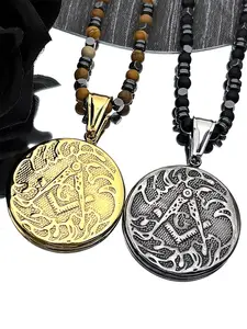 Mason Badge Freemasonry Chain For Women Men Stainless Steel Gold Color Reiki Healing Amulet Faith Pendant Necklace Goth Necklace Gifts Jewelry Gift