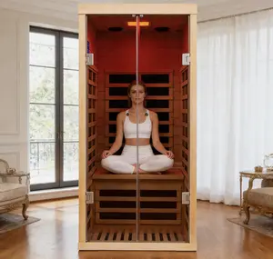 Far Infrared Sauna Hemlock 1Person Saunas Color Detox Light APP Control 1420W