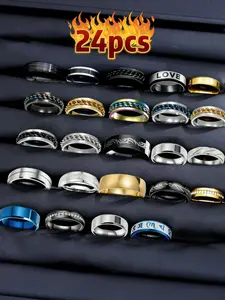 Punk Style Rhinestone Decor Ring Set, Stackable Rings, Stacking Rings, Trendy Hip Hop Ring, Fashionable Jewelry for Party & Daily Clothing Decor for Boy, Birthday Gift, Costume Jewelry Rings