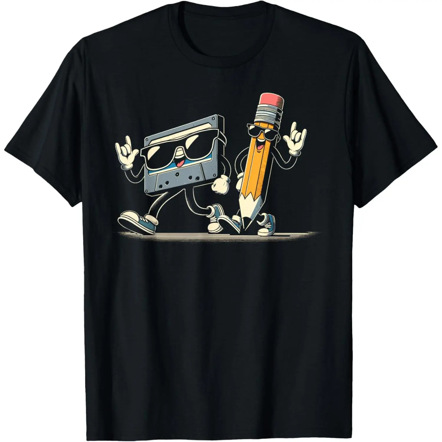 Men's Casual 80s Retro Cassette Tee, Soft Breathable Streetwear Fashion Crewneck for Daily Wear, Sports, Menswear, Regular Fit, Shortsleeve, T-Shirt, Cotton, Fabric, Graphic, Tops, Natural, Breathable Cloth