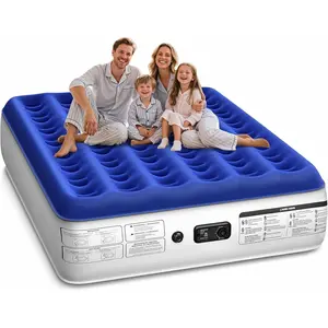 Queen Air Mattress with Built in Pump Luxurious Comfort Raised Inflatable Airbed Blow Up Mattress for Home and Guests 2 Mins Fast Inflate/Deflate 660 lbs Max