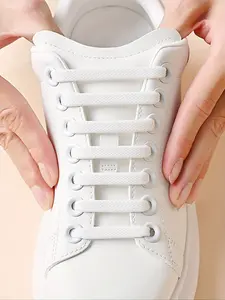 16 Pcs No-Tie Elastic Silicone Shoe Laces, Shoe Strings for Sneakers, Durable Comfortable Easy Clean, Suitable for Sports Shoes, Sneakers, Casual Shoes, All Seasons Daily Wear