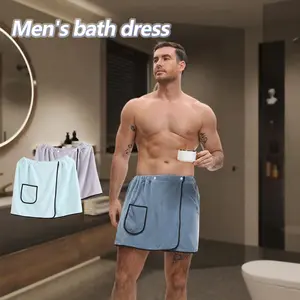 Men'S Adjustable Bath Towel with Pockets - Super Absorbent Microfiber, Light Gray, Perfect for Gym, Shower, Sauna & Beach, Machine Washable, Gym Towel | Modern Style | Machine Washable Towel, Wash Cloths