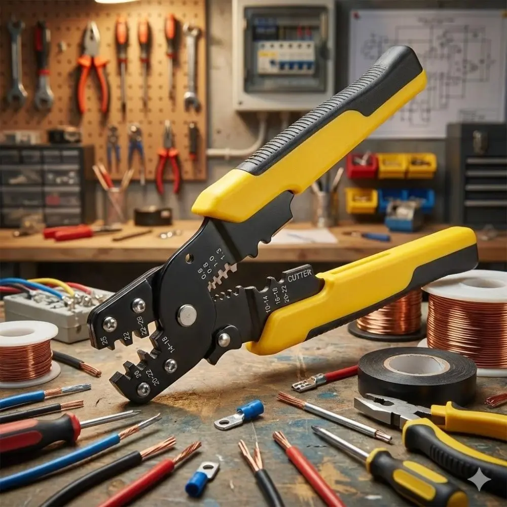 Multifunctional Electrician Pliers Set: Heavy-Duty Alloy Steel Tool with Anti-Slip Grip. Wire Stripper, Cutter, Crimper 3-in-1 for Electrical Repair, Automotive & DIY Projects. Compact & Professional Grade.