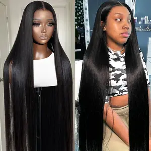 Bling Hair 34 36 Inch Straight 13x6 Lace Front Wigs Human Hair Pre Plucked 13x4 Transparent Lace Frontal Wig For Black Women