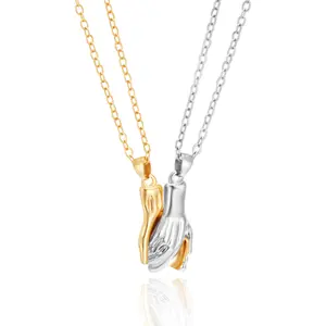 A pair of lovers holding hands necklaces, magnetic attraction holding hands necklace combination, couple jewelry, commitment gift, Valentine's Day gift