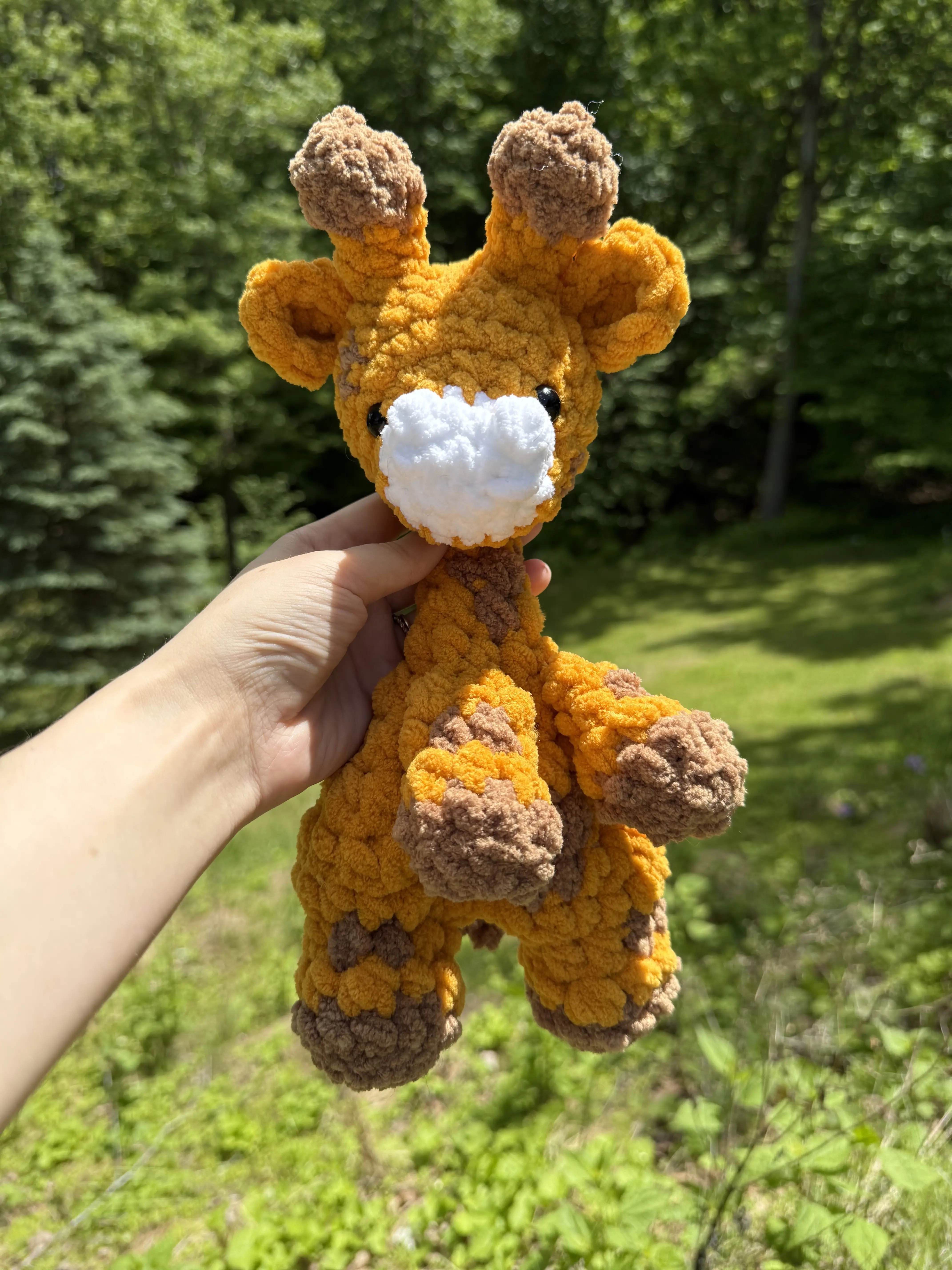 Crocheted Giraffe Lovey: Handmade Chenille Plush Toy