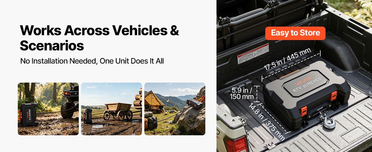 【Summerfinds】VEVOR Portable Winch, 6000 lbs/4500lbs/3500lbs 12V DC Electric Winch with Synthetic Rope, Wireless & Wired Remotes, Box-Style Recovery Kit with Fairlead, Clevis Hook, Strap for ATV UTV Off-Road Outdoor Pulling Tasks 【Summerfinds】VEVOR Portable Winch, 6000 lbs/4500lbs/3500lbs 12V DC Electric Winch with Synthetic Rope, Wireless & Wired Remotes, Box-Style Recovery Kit with Fairlead, Clevis Hook, Strap for ATV UTV Off-Road Outdoor Pulling Tasks