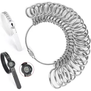 Ring Sizer Measuring Tool 27 Pcs with Half Size & 2 Pcs Reusable Finger Size Tape for Home Ring Size Measurement for Women & Men