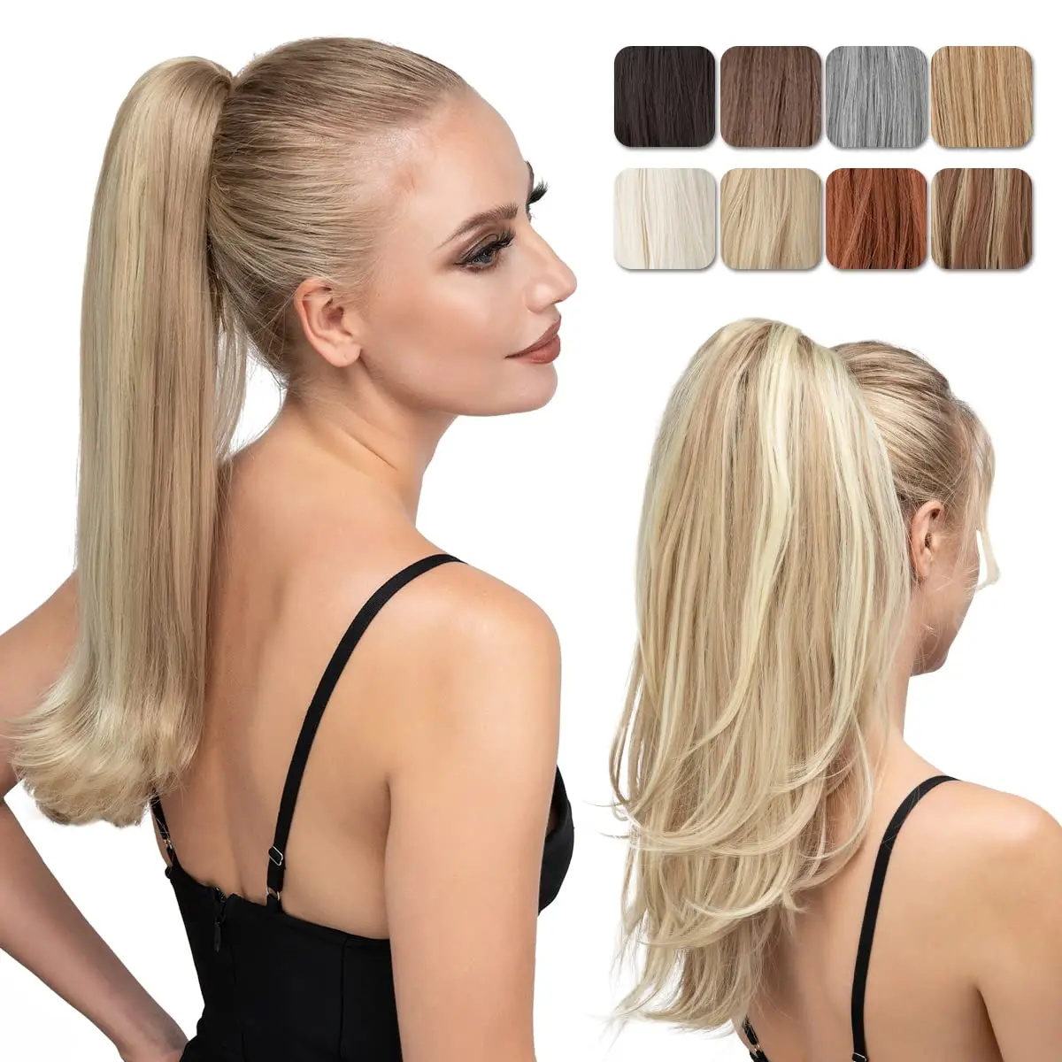 Clip in Ponytail Extension Dirty Blonde 18 Inch Pony Tails Hair Extensions for Women Long Straight Curly Tail Ponytail Hair  Synthetic  Versatile Pony Yifanyou Sports