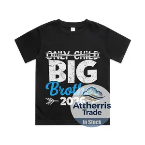 Only Child Big Brother 2026, Promoted to Big Brother 2026 Cotton T-shirt, Graphic Print Round Neck Short Sleeve Casual Tee for Boys Girls