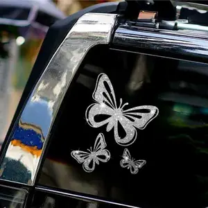 Butterfly Pattern Car Stickers, Shiny Cute Car Styling Sticker, Universal Sticker for Motorcycle Decor, Vinyl Waterproof Decals