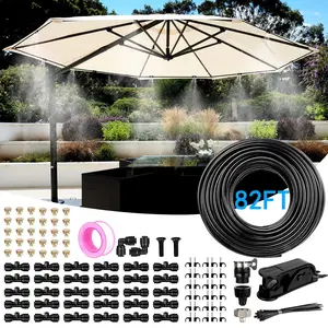 Outdoor Misting Cooling System - 82FT (25M) Patio Garden Mister with 30 Brass Nozzles & 3/4" Brass Adapter, Easy Install Water Mist Hose for Greenhouse, Trampoline, Backyard, Pets