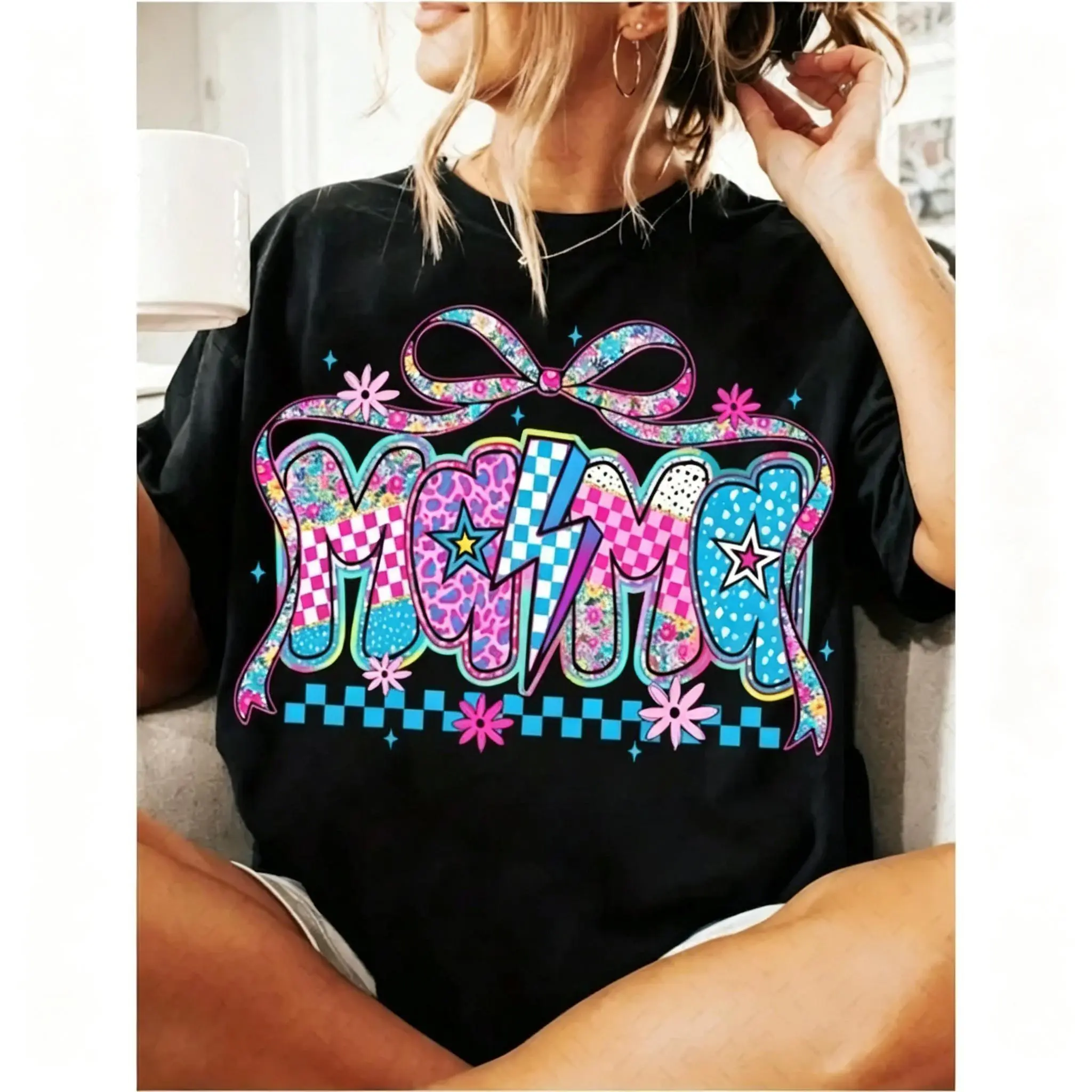 Women's Patterned TShirt Ideal for Mothers Birthday and Mother's Day Gifts Featuring Floral Plaid Leopard and Dalmatian Prints Perfect Casual Summer Clothing