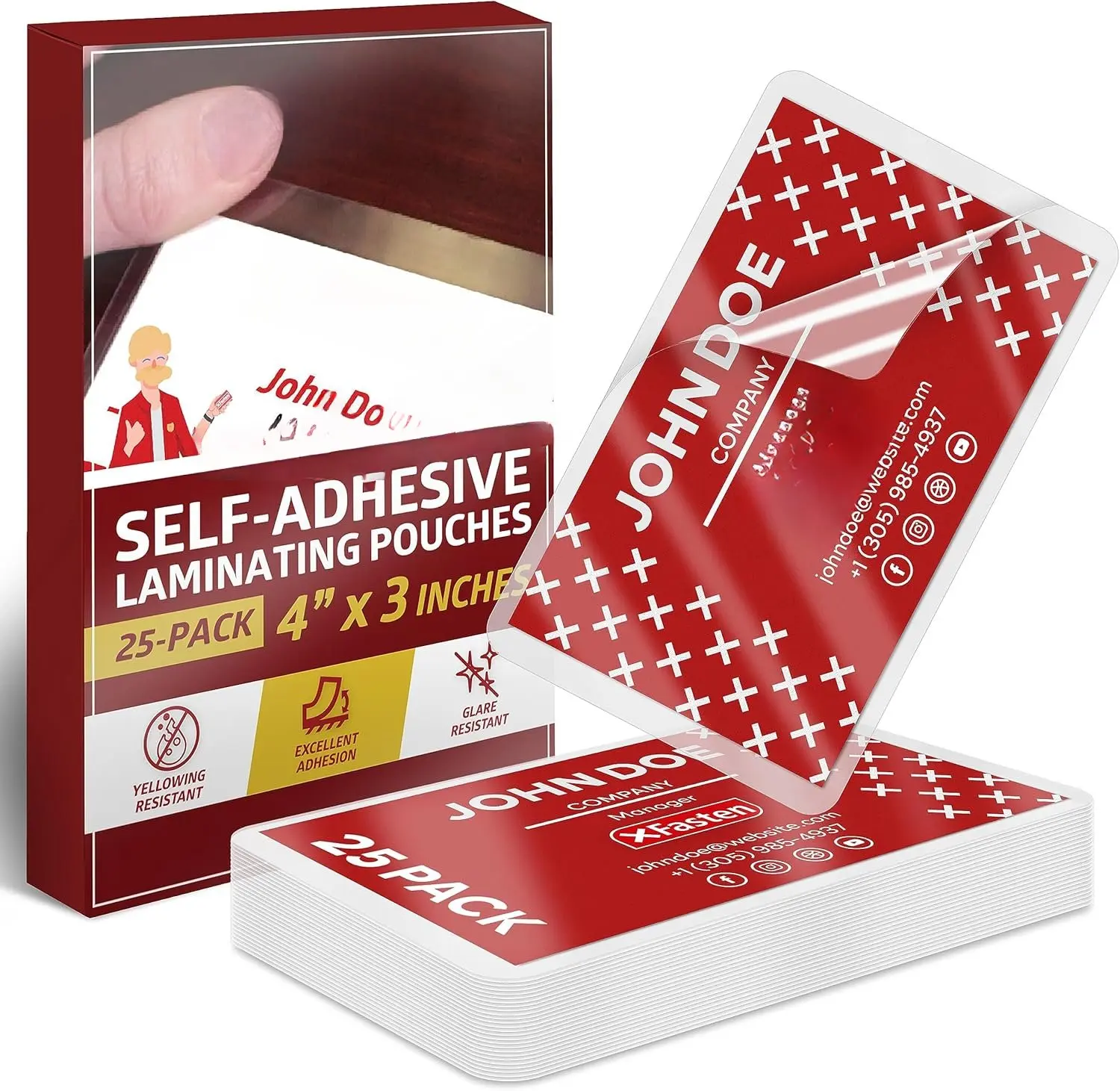 Self-Sealing Laminating Pouches Business Card Size, 9.5 Mil and Hard Self Laminating Business Cards Pouch (Pack of 25)