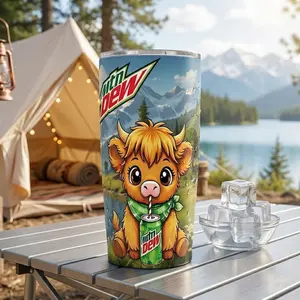 Mtn Dew Highland Cow Mom Tumbler - 40oz Travel Mug, Insulated Tumbler Mug - Cute Baby Cow Graphics, Mountain Landscape Design, Dew the Moo Adorable Highland Cow Mtn Dew Aesthetic, mother's day Perfect Gift for Soda Lovers & Farm Animal Fans Drinkware