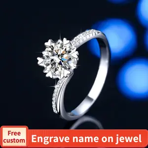 S925 Sterling Silver Swing Arm Snowflake Ring/2 Carat/ Synthetic Moissanite Ring fashion jewelry accessory woman girl promise ring-194(20%)