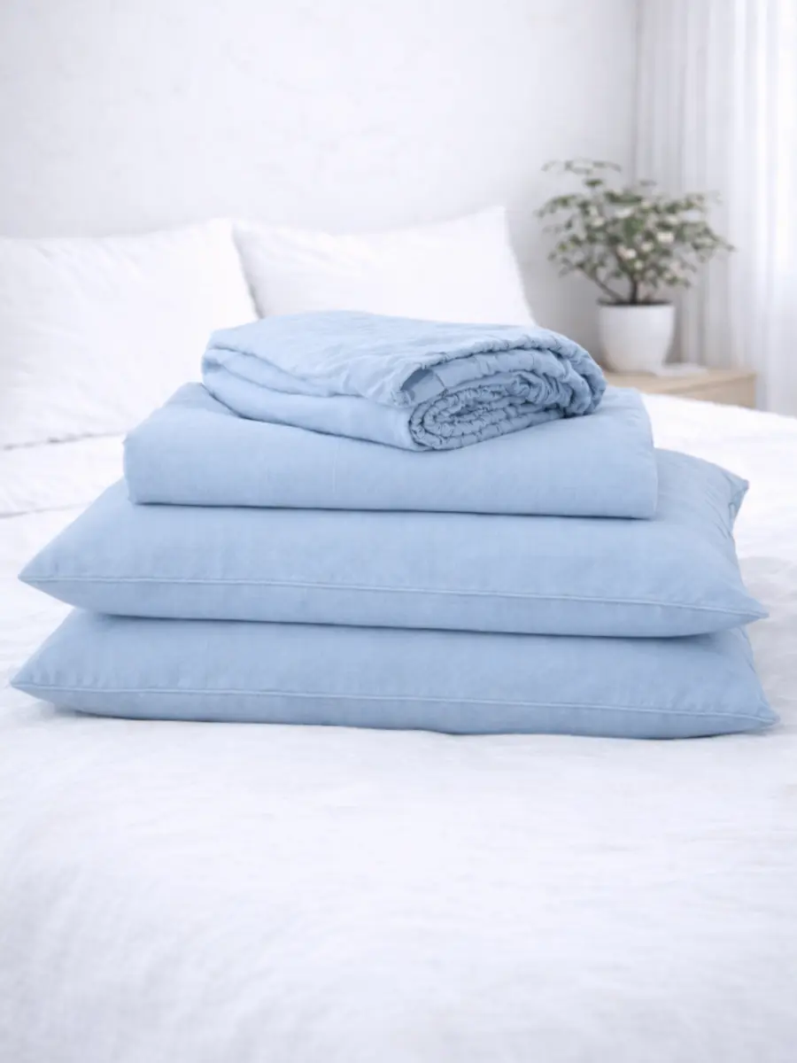 Sky Blue 100% Flax Linen Sheet Set