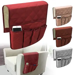 Sofa Arm Rest TV Remote Control Organizer Holder 5 Pockets Chair Couch Bag