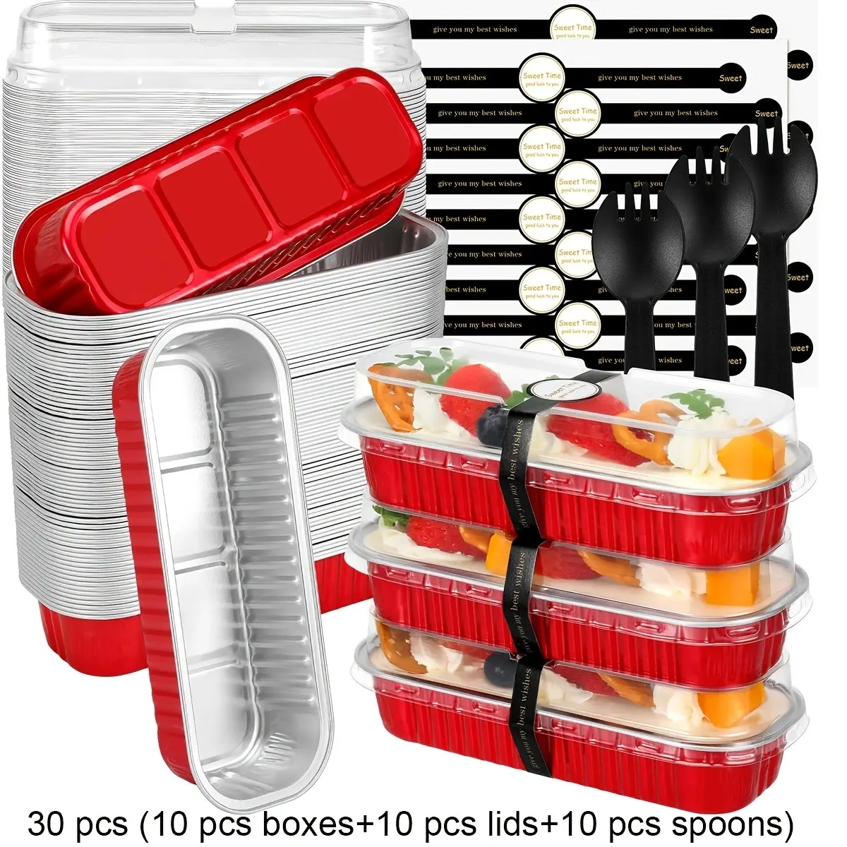 30pcs Aluminum Baking Cup Set, Bakeware, Baking Supplies, Creative Multi-Functional Sweet Treat Box, Ideal for Cake, Bread, Sushi, Cheese, Kitchen, Party, Holiday