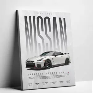 Unframed Japanese Sports Car Canvas Art JDM Spec Sheet Poster Crumpled Paper Garage Wall Decor