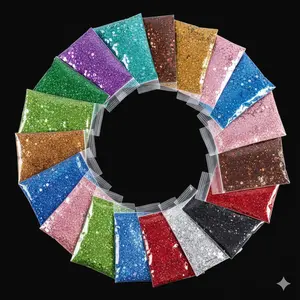 MonkeyBro 19pcs Holographic Glitter Set Chunky Gold & Silver Hexagon Nail Sequins Resin Art DIY Decoration Kit for Nail Art Jewelry Making Slime and Decorations