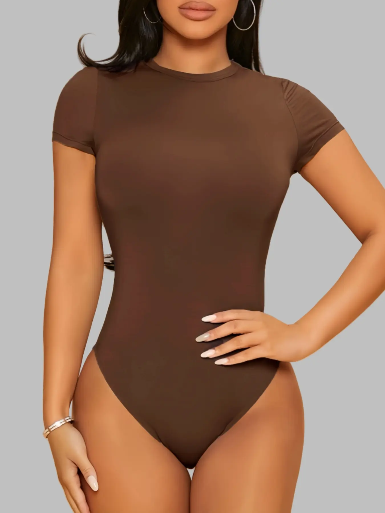 Single piece women's tights, round neck casual, versatile and comfortable slim jumpsuit elegant clothing Stretchy Bodysuit Casual Fashion Bodysuit