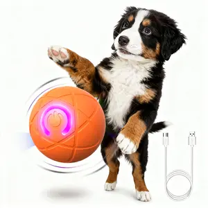Smart and funny dog ball, interactive pet toy, random rolling and jumping, colorful lights, battery life up to 4 hours, with charging cable and instruction manual! Rolling and jumping in multiple scenarios