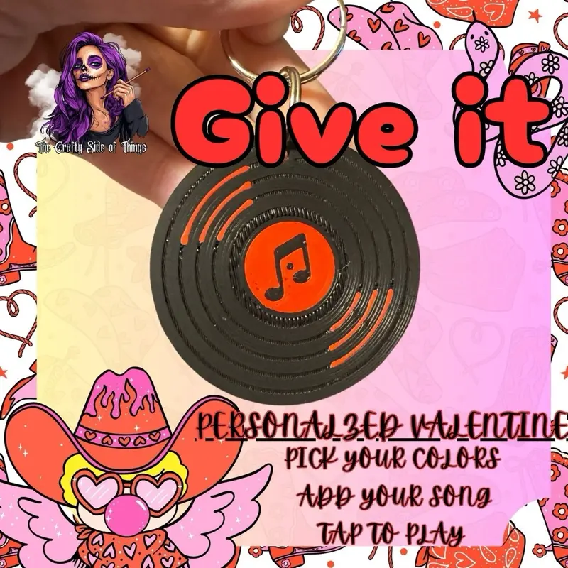 Personalized Vinyl Record Keychain - Choose Your Color, Apply Your Song, Tap to Play