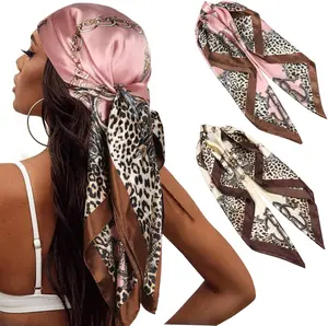 Head Scarf for Women Hair - 2 Pack 35" Square Satin Scarf, Silk Hair Scarf for Women Head Wrap for Sleeping