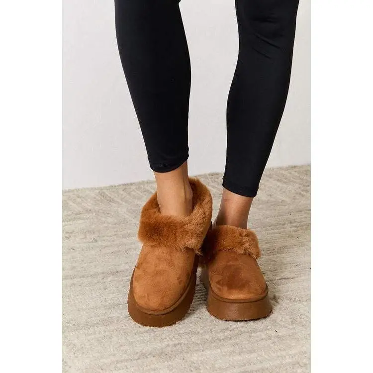 Legend Footwear Furry Chunky Platform Ankle Boots